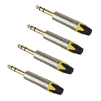 Rannsgeer 1/4" TRS Connector (4-Pack) - 6.35mm Heavy Duty Metal Solder-Type Audio Plug (Multi-Color)