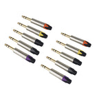 Rannsgeer 1/4" TRS Connector (6.35mm) - Solder-Type DIY Audio Jack Plug, 10-Pack (Multi-Color)