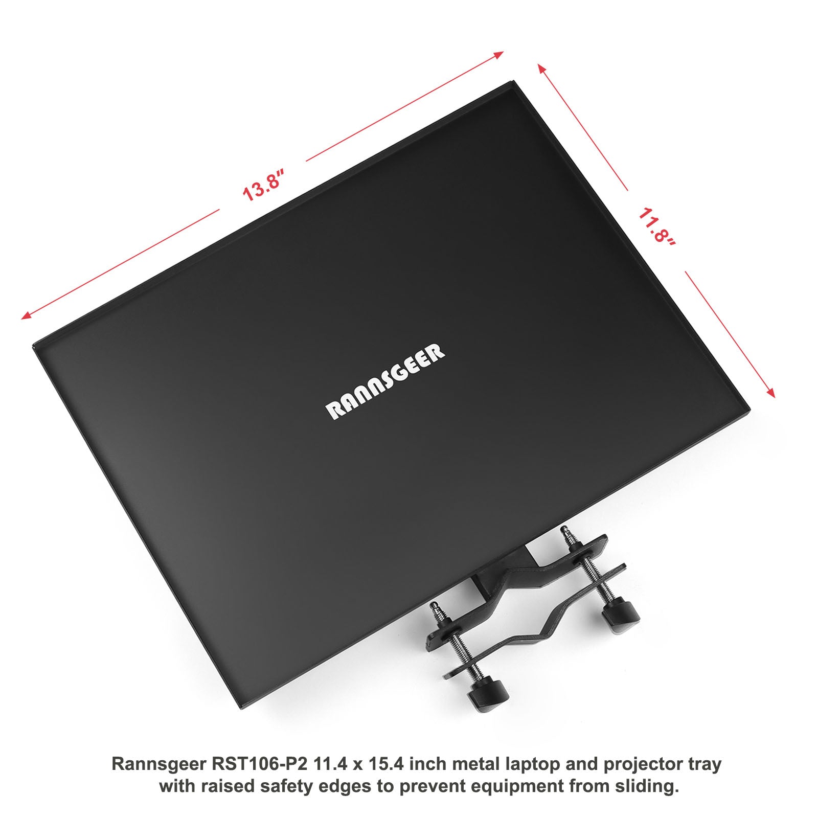 Rannsgeer Universal Metal Clamp-On Tray for Speaker Stands & TV Carts RST104/RST105/RST106