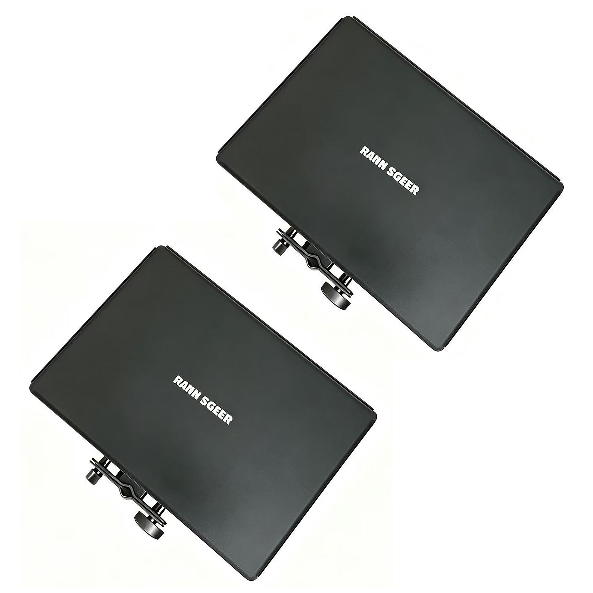 Rannsgeer Universal Clamp-On Metal Tray (2-Pack) – Heavy-Duty Utility Shelf for Microphone & Speaker Stands, Fits Round & Square Tubes, Perfect for Laptops, Projectors, and Mixers