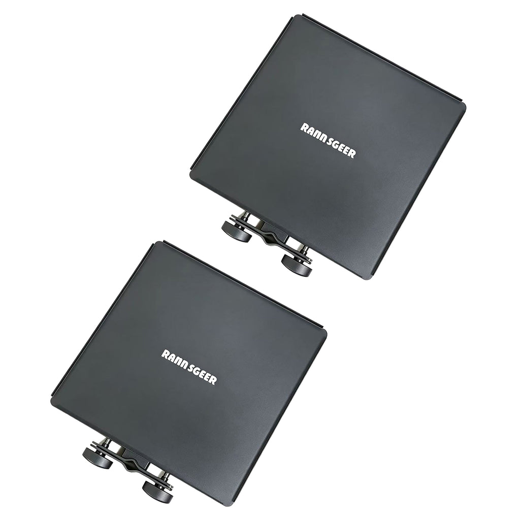 Rannsgeer Universal Clamp-On Metal Tray (2-Pack) – Heavy-Duty Utility Shelf for Microphone & Speaker Stands, Fits Round & Square Tubes, Perfect for Laptops, Projectors, and Mixers