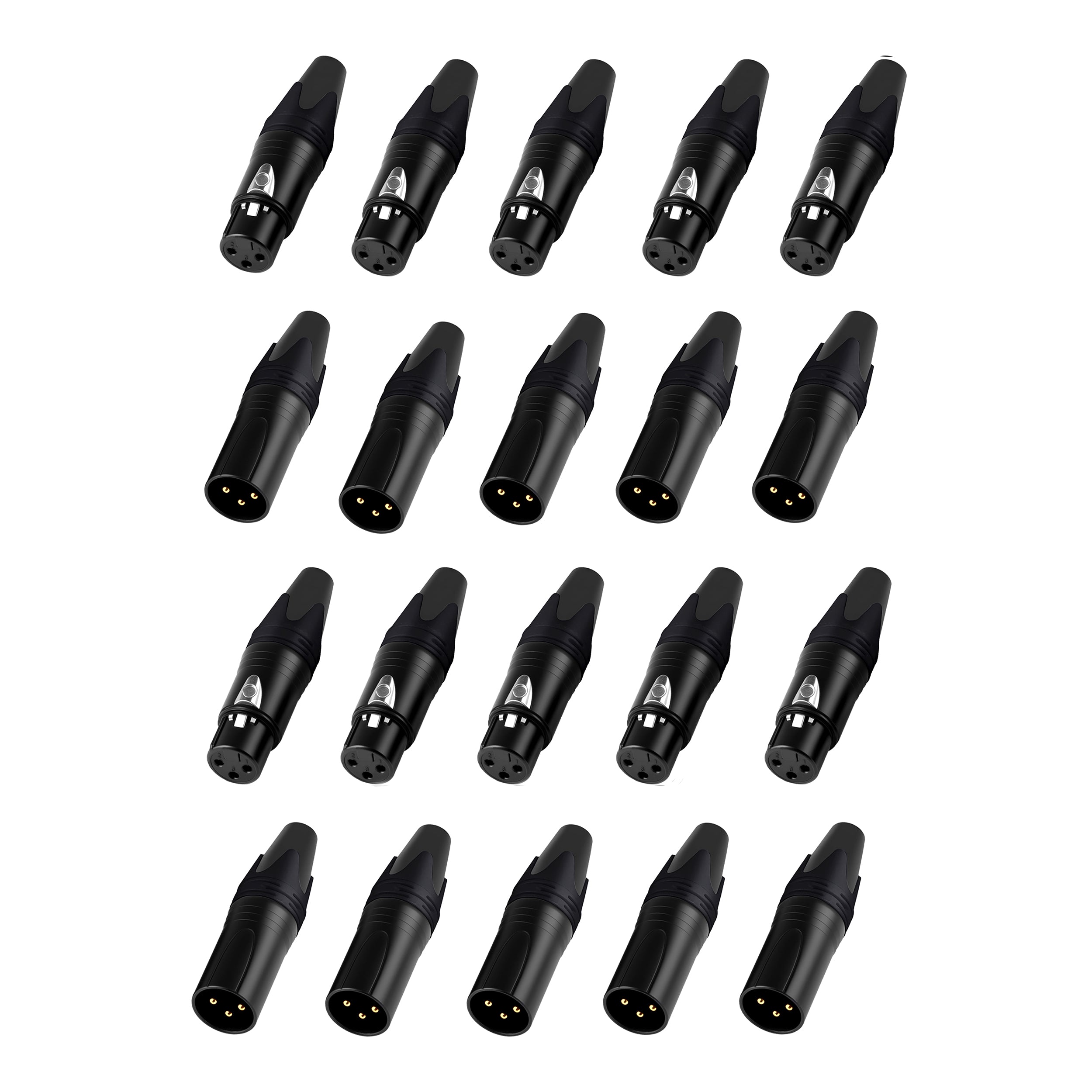 Rannsgeer 20-Pack 3-Pin XLR Connector Male & Female DIY Solder Plugs