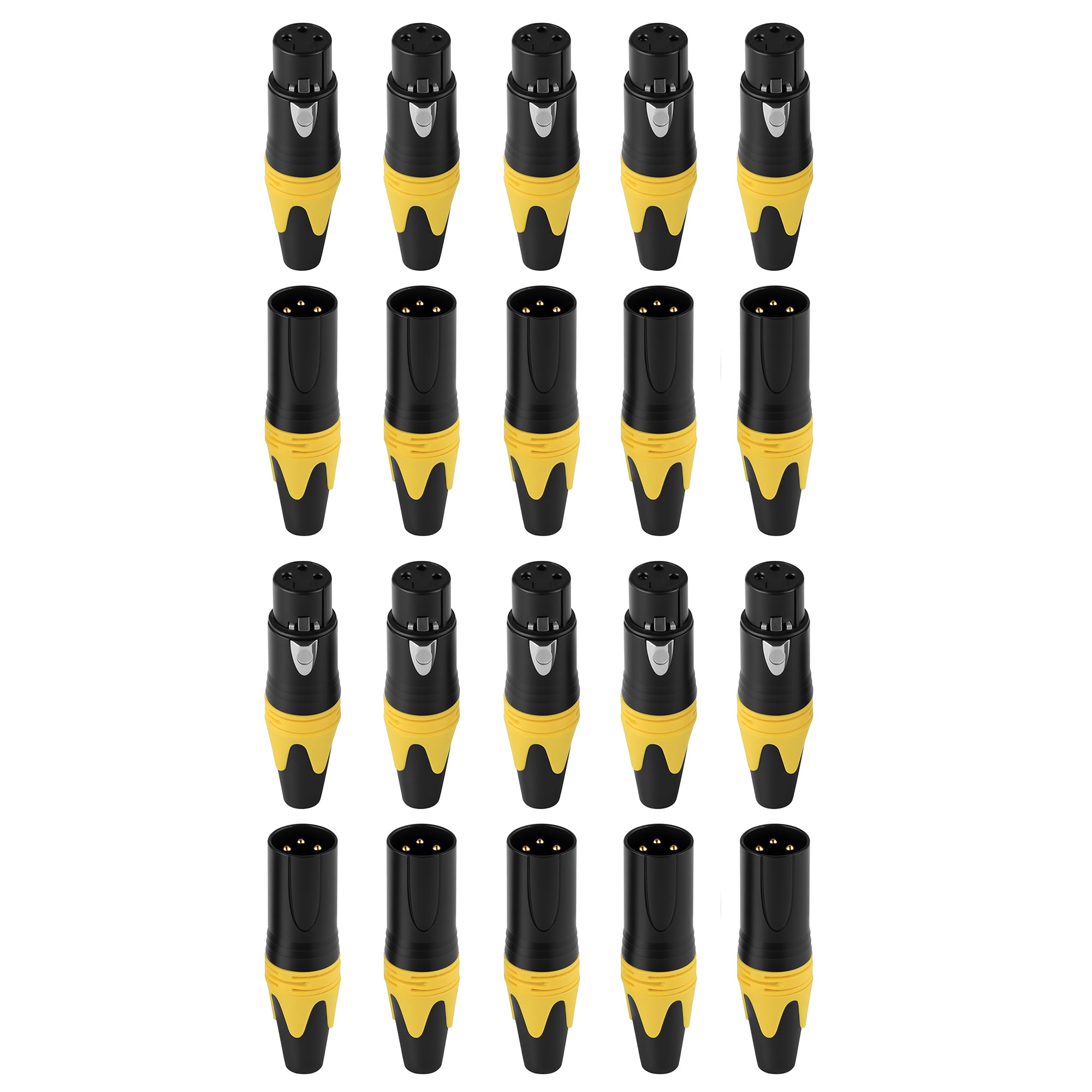 Rannsgeer 20-Pack 3-Pin XLR Connector Male & Female DIY Solder Plugs (Multi Colors)
