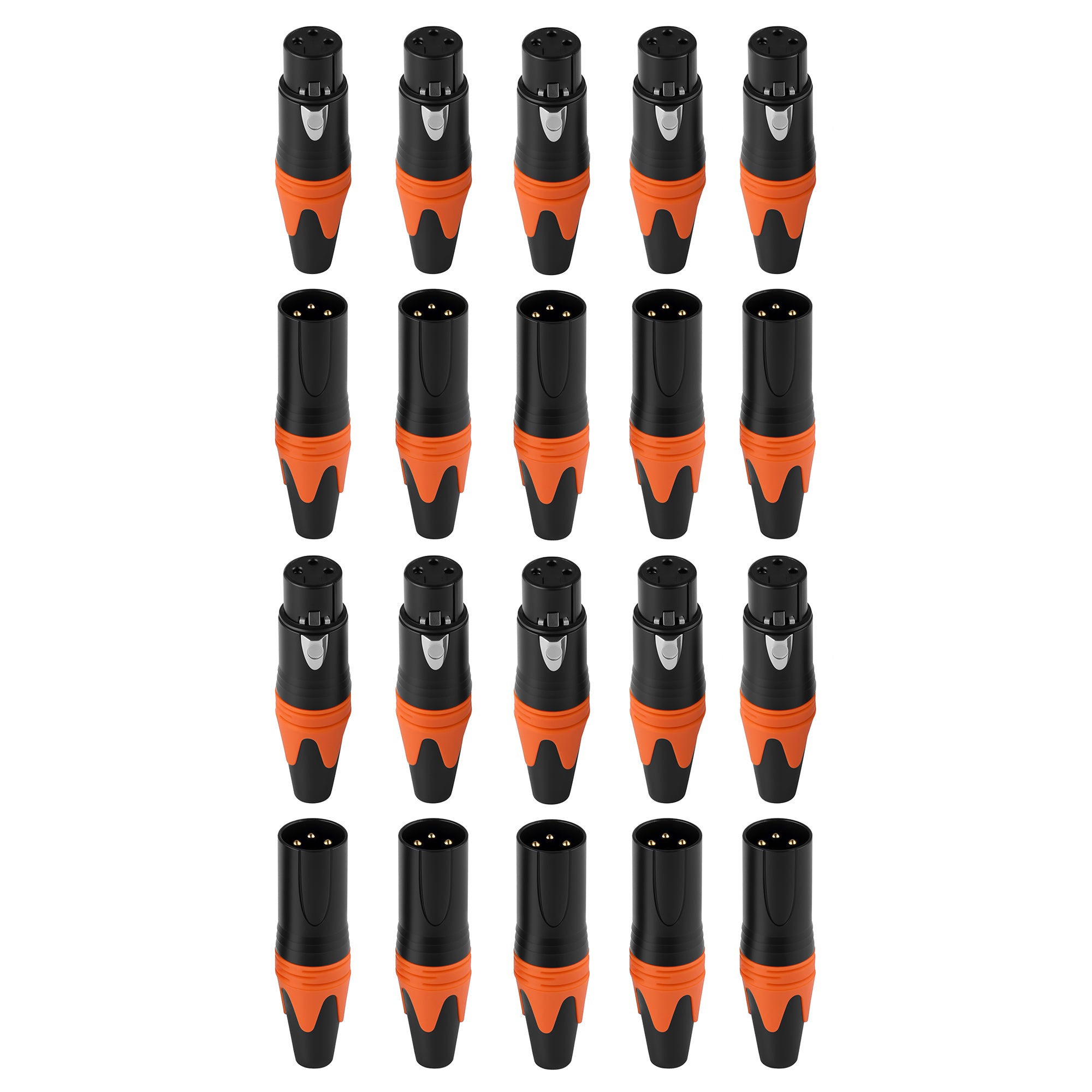 Rannsgeer 20-Pack 3-Pin XLR Connector Male & Female DIY Solder Plugs (Multi Colors)