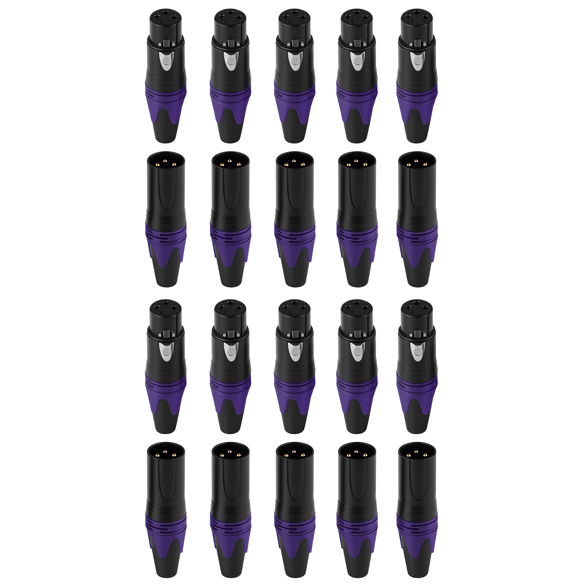 Rannsgeer 20-Pack 3-Pin XLR Connector Male & Female DIY Solder Plugs (Multi Colors)