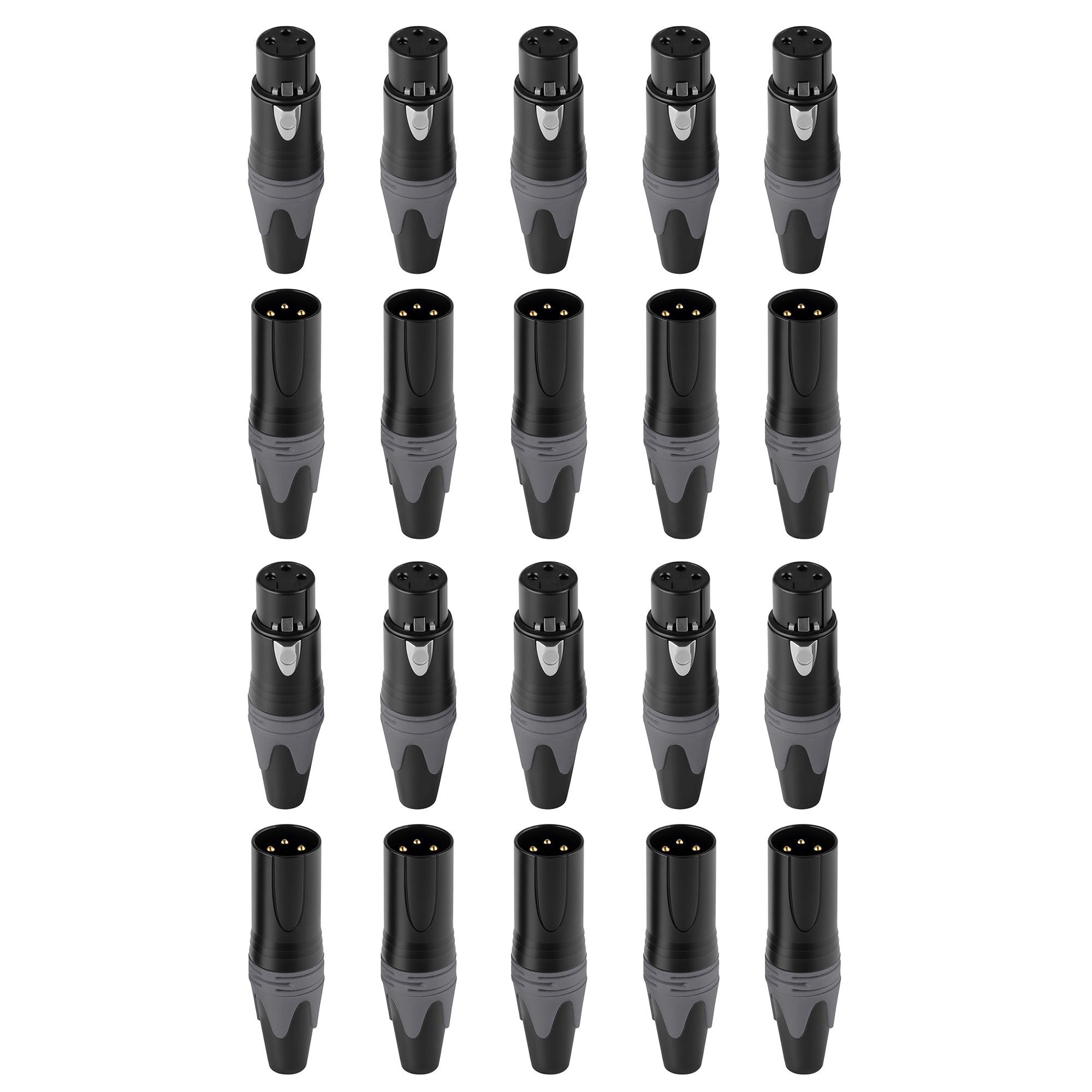 Rannsgeer 20-Pack 3-Pin XLR Connector Male & Female DIY Solder Plugs (Multi Colors)