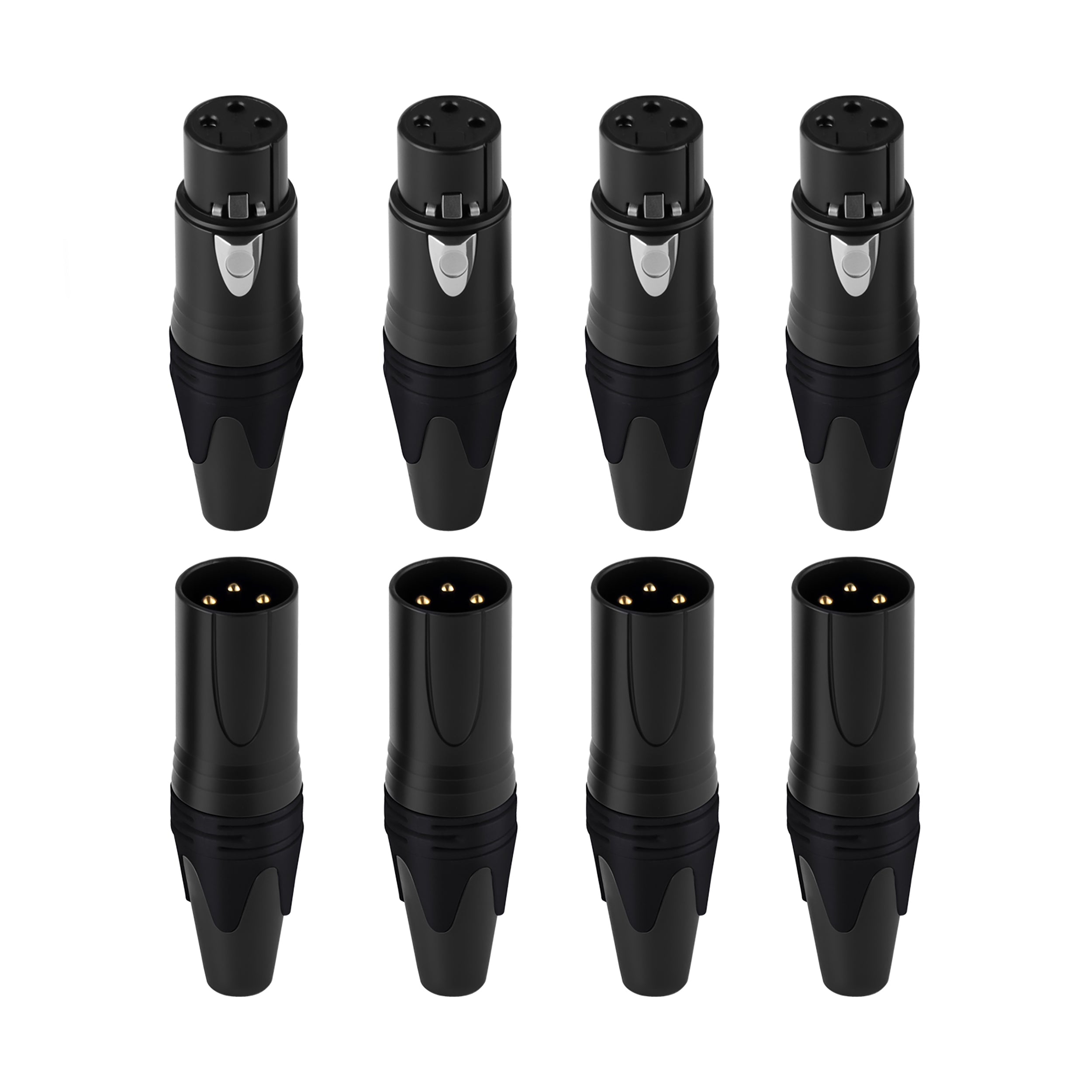 Rannsgeer XLR 3-Pin Connector Set (8-Pack) - 4 Male & 4 Female Type Connector for DIY
