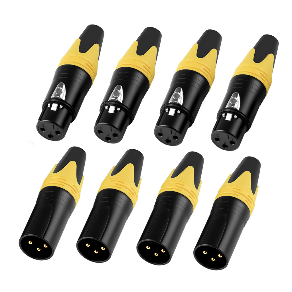 Rannsgeer XLR 3-Pin Connector Set (8-Pack) - 4 Male & 4 Female Type Connector for DIY