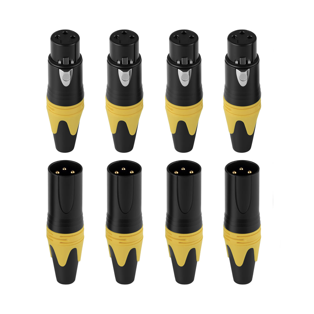 Rannsgeer XLR 3-Pin Connector Set (8-Pack) - 4 Male & 4 Female Type Connector for DIY