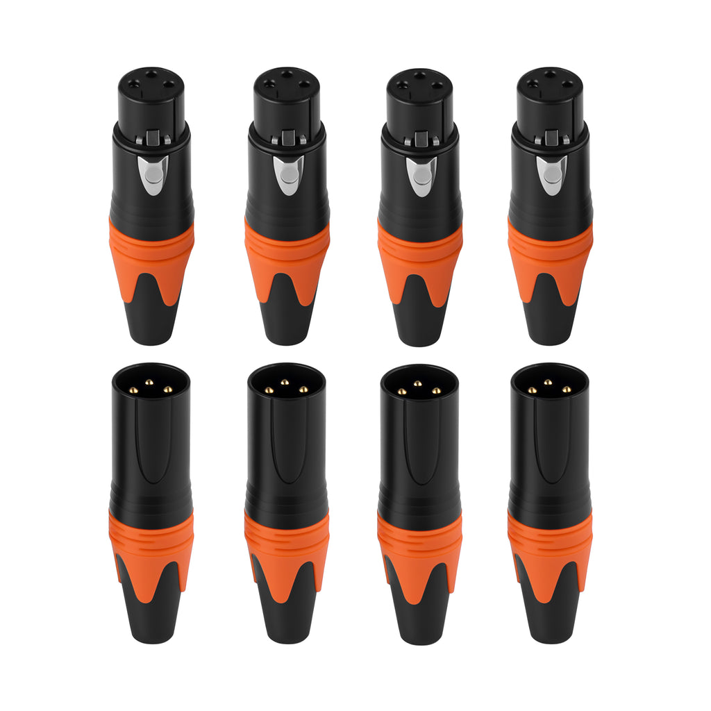 Rannsgeer XLR 3-Pin Connector Set (8-Pack) - 4 Male & 4 Female Type Connector for DIY