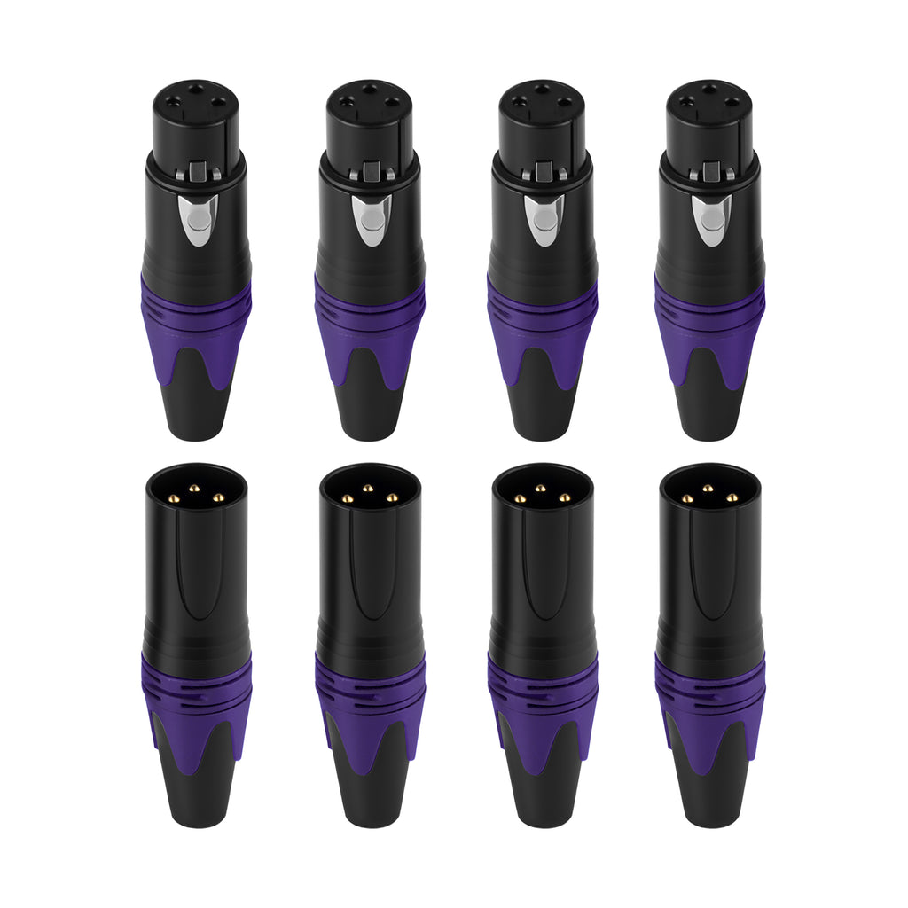 Rannsgeer XLR 3-Pin Connector Set (8-Pack) - 4 Male & 4 Female Type Connector for DIY