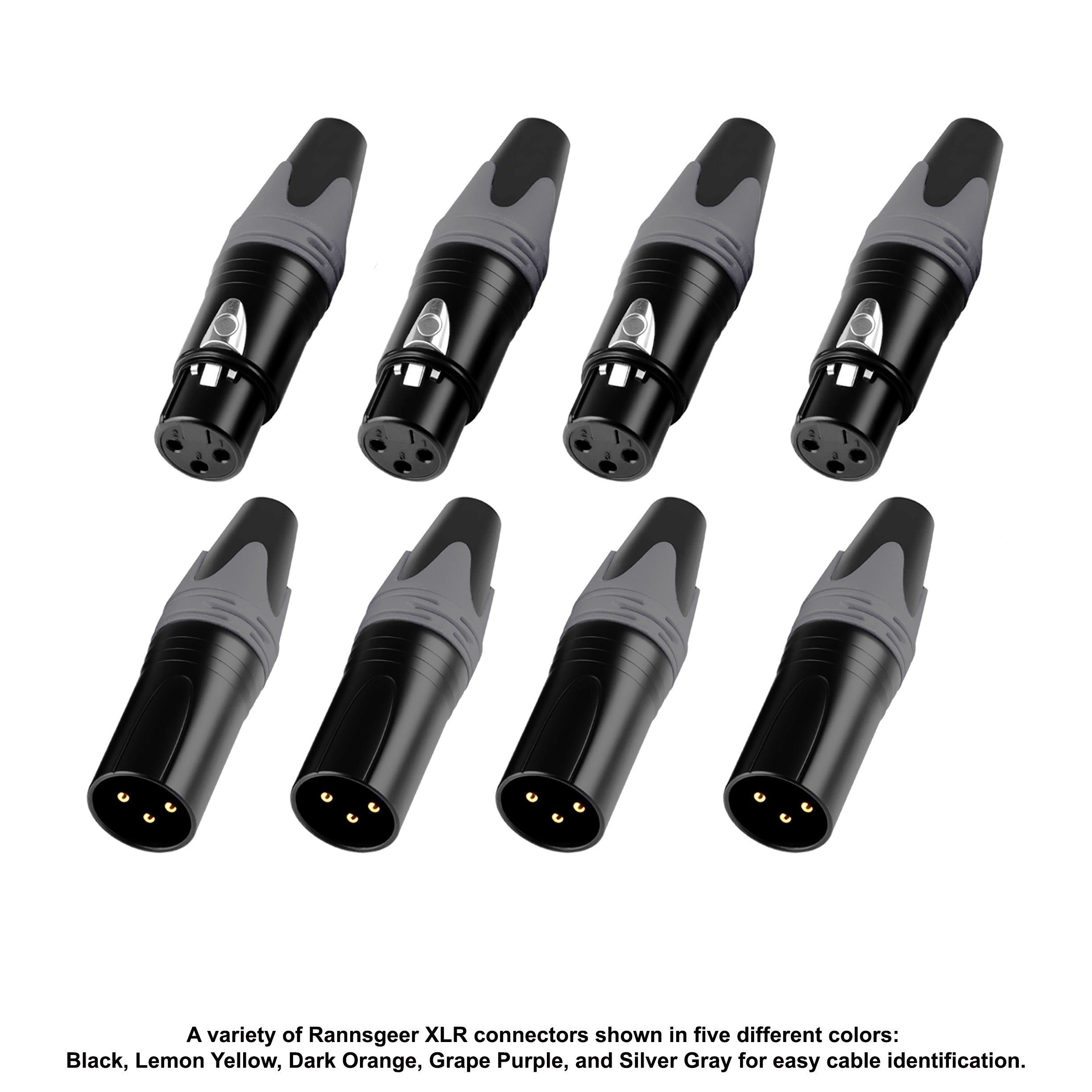 Rannsgeer XLR 3-Pin Connector Set (8-Pack) - 4 Male & 4 Female Type Connector for DIY