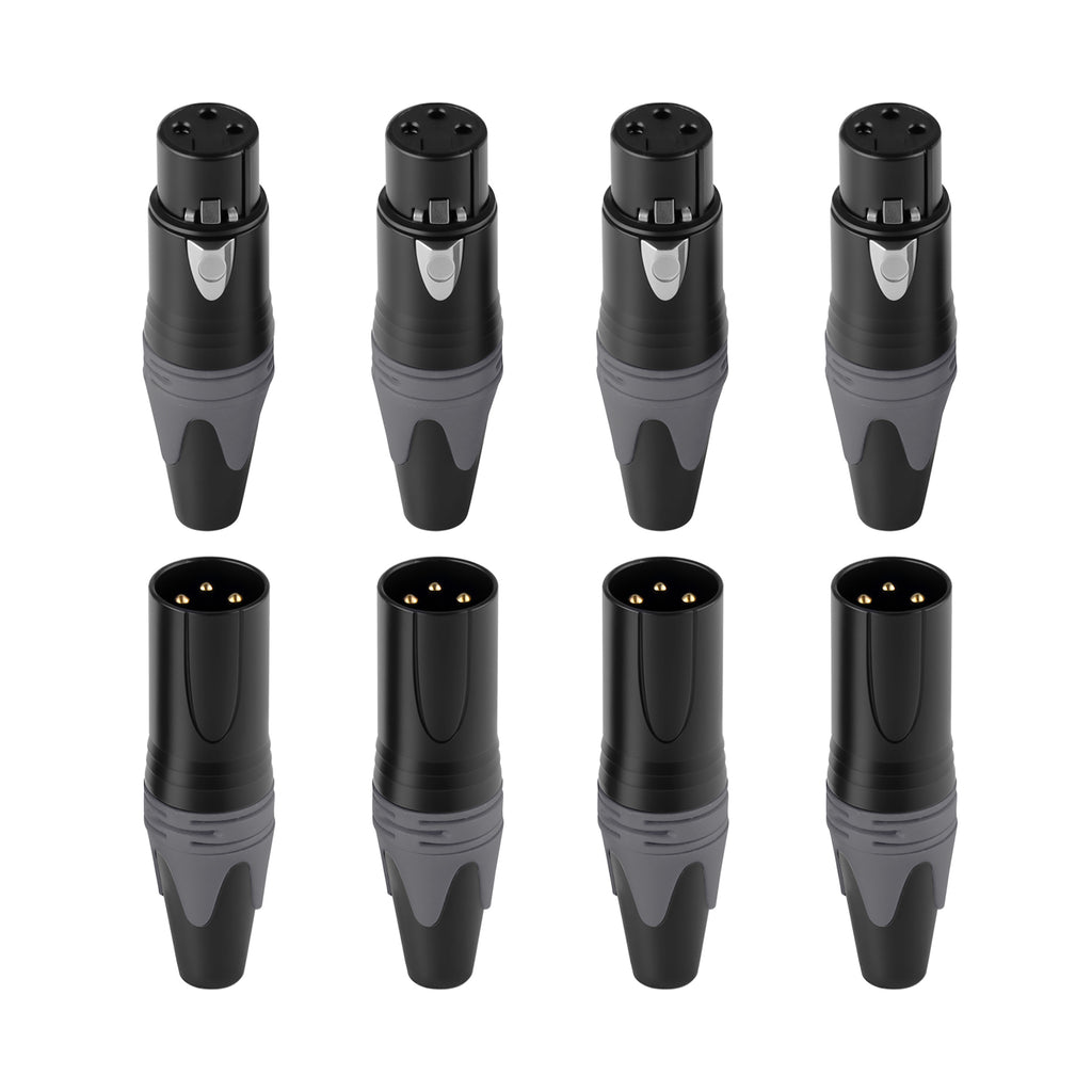 Rannsgeer XLR 3-Pin Connector Set (8-Pack) - 4 Male & 4 Female Type Connector for DIY