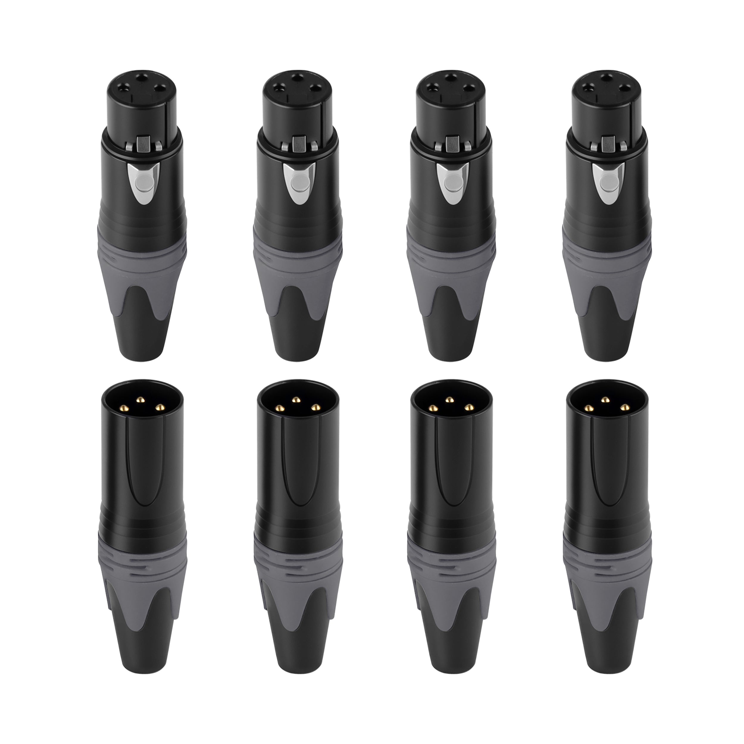 Rannsgeer XLR 3-Pin Connector Set (8-Pack) - 4 Male & 4 Female Type Connector for DIY