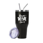 Ezprogear 40 oz Stainless Steel Insulated Tumbler – Best Mom Ever Gift, Black Travel Mug with Straw