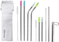 Ezprogear Metal Stainless Steel Wide Straws with Silicone Tips Collapsible Straw and 8mm Reusable Drinking Straw