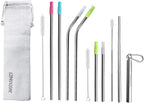 Ezprogear Metal Stainless Steel Wide Straws with Silicone Tips Collapsible Straw and 8mm Reusable Drinking Straw