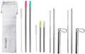 Ezprogear Metal Stainless Steel Wide Straws with Silicone Tips Collapsible Straw and 8mm Reusable Drinking Straw