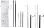 Ezprogear Metal Stainless Steel Wide Straws with Silicone Tips Collapsible Straw and 8mm Reusable Drinking Straw