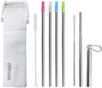Ezprogear Metal Stainless Steel Wide Straws with Silicone Tips Collapsible Straw and 8mm Reusable Drinking Straw