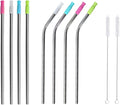 Ezprogear 8 mm (0.32 inch) Metal Stainless Steel Reusable Drinking Wide Straw for Smoothies and Milkshake with Tips and Canvas Bag (4L+4LB)