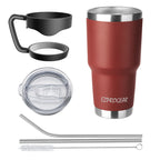 Ezprogear 30 oz Cherry Stainless Steel Tumbler Double Wall Vacuum Insulated with Straws and Handle