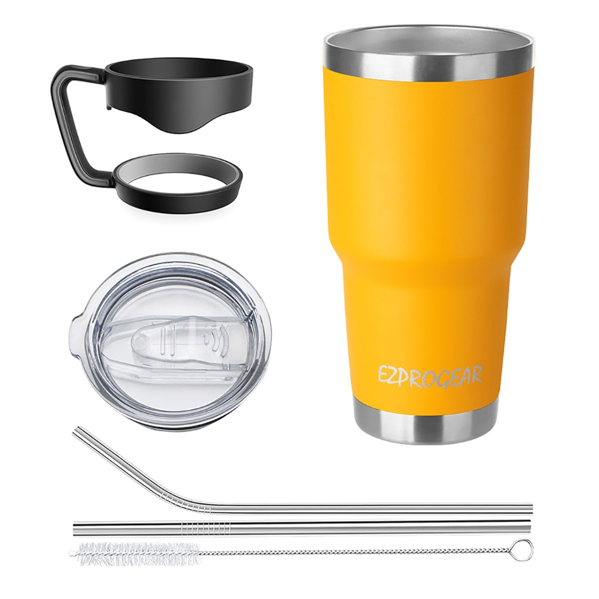Ezprogear 30 oz Mango Stainless Steel Tumbler Double Wall Vacuum Insulated with Straws and Handle