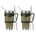 Ezprogear 30 oz Olive Green Stainless Steel Tumbler 2-Pack – Double Wall Vacuum Insulated Travel Mug with Handle, Straws & Slider Lid