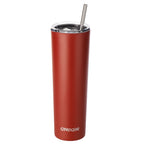 Ezprogear 34oz Matte Cherry Stainless Steel Slim Skinny Tumbler Vacuum Insulated with Straws