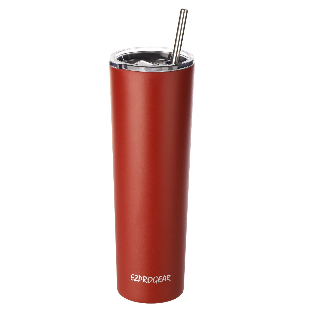 Ezprogear 34oz Matte Cherry Stainless Steel Slim Skinny Tumbler Vacuum Insulated with Straws