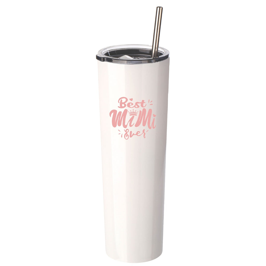 Best Mimi Gift - Ezprogear 34 oz Insulated Stainless Steel Tumbler with Lid (34 oz, Best Mimi White)