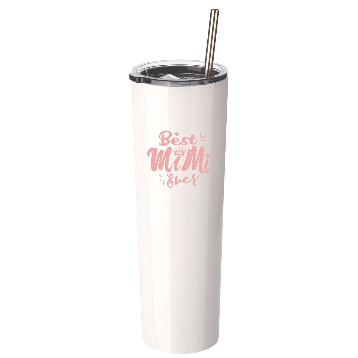 Best Mimi Gift - Ezprogear 34 oz Insulated Stainless Steel Tumbler with Lid (34 oz, Best Mimi White)