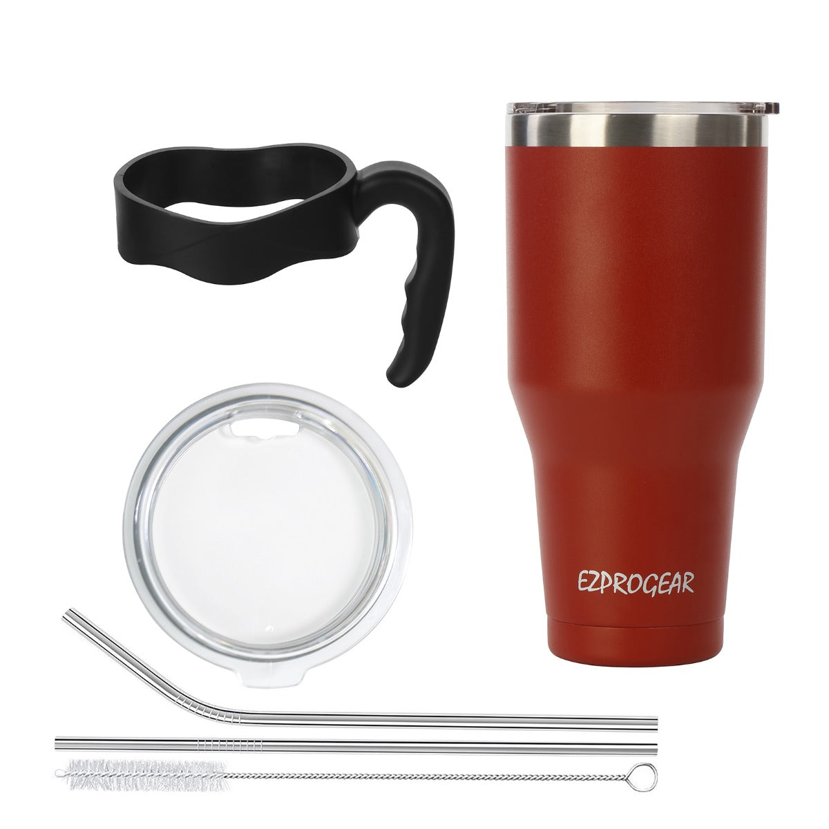 Ezprogear 40 oz Cherry Stainless Steel Tumbler Double Wall Vacuum Insulated with Straws and Handle