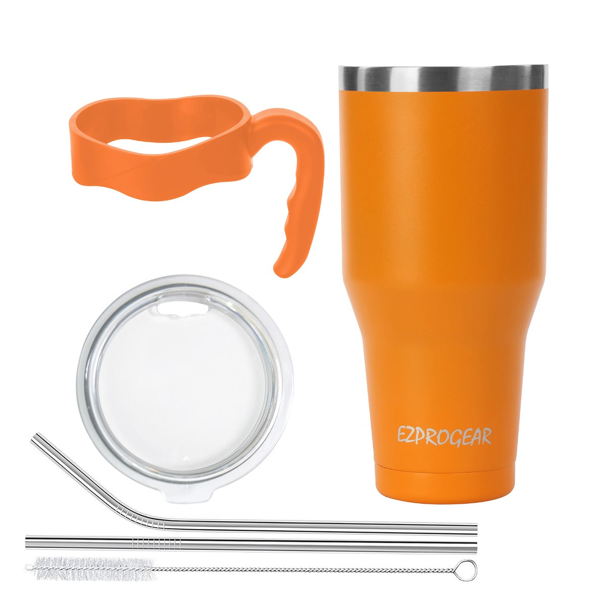 Ezprogear 40 oz Dark Orange Stainless Steel Tumbler Double Wall Vacuum Insulated with Straws and Handle