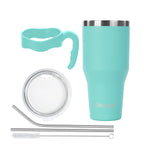 Ezprogear 40 oz Mint Stainless Steel Tumbler with Handle – Vacuum Insulated Travel Mug with Straws & Canvas Bag