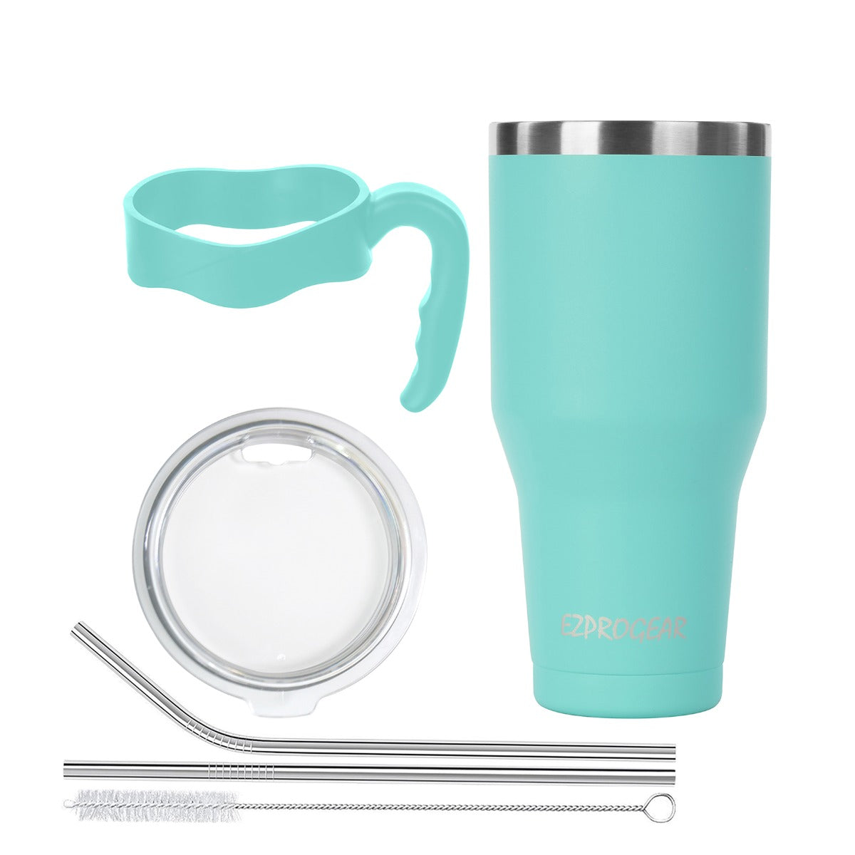 Ezprogear 40 oz Mint Stainless Steel Tumbler Double Wall Vacuum Insulated with Straws and Handle
