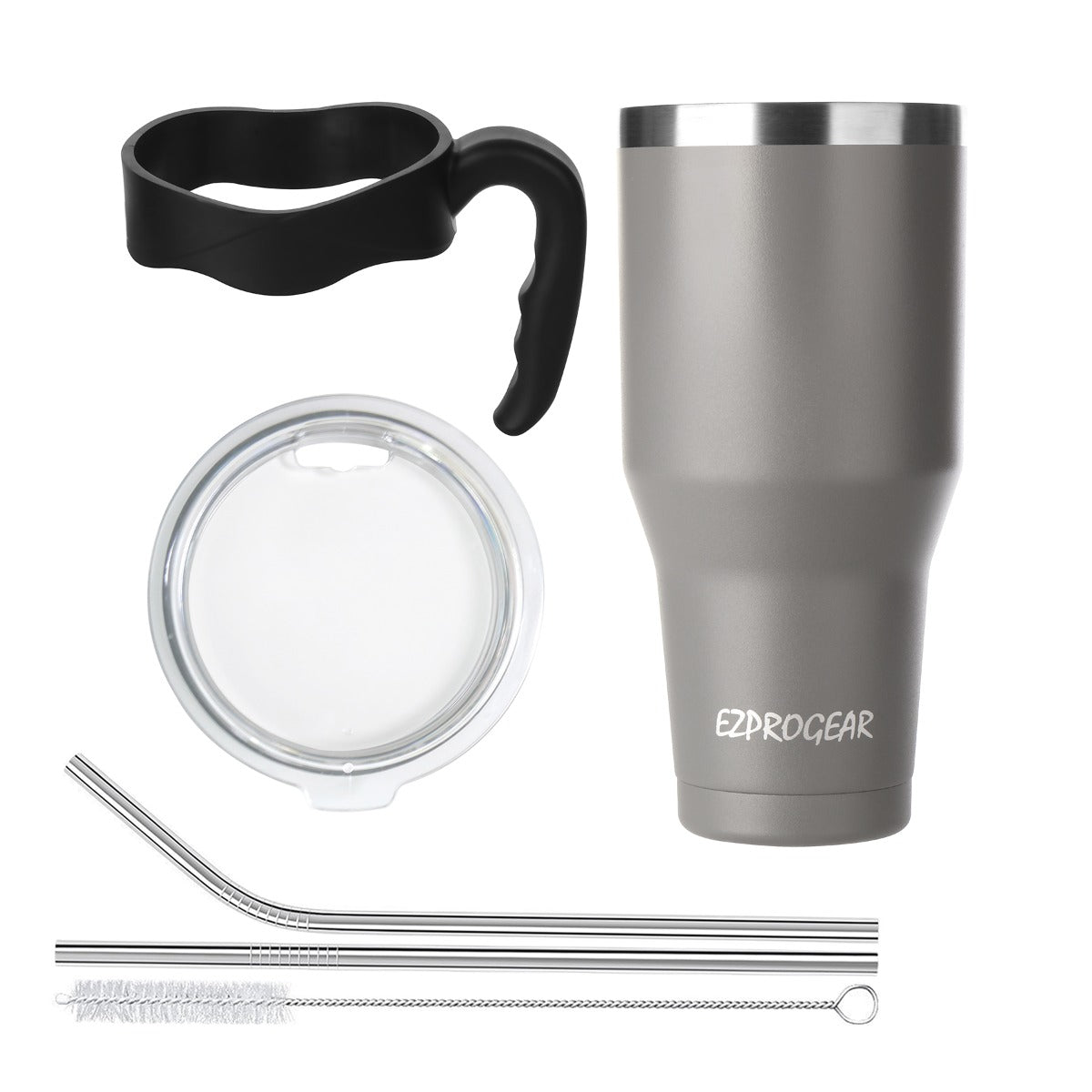 Ezprogear 40 oz Navy Gray Stainless Steel Tumbler Double Wall Vacuum Insulated with Straws and Handle
