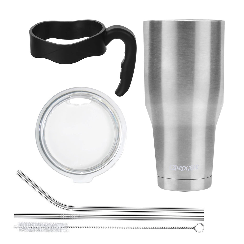 Ezprogear 40 oz Stainless Steel Tumbler with Handle – Vacuum Insulated Travel Mug with Straws & Canvas Bag