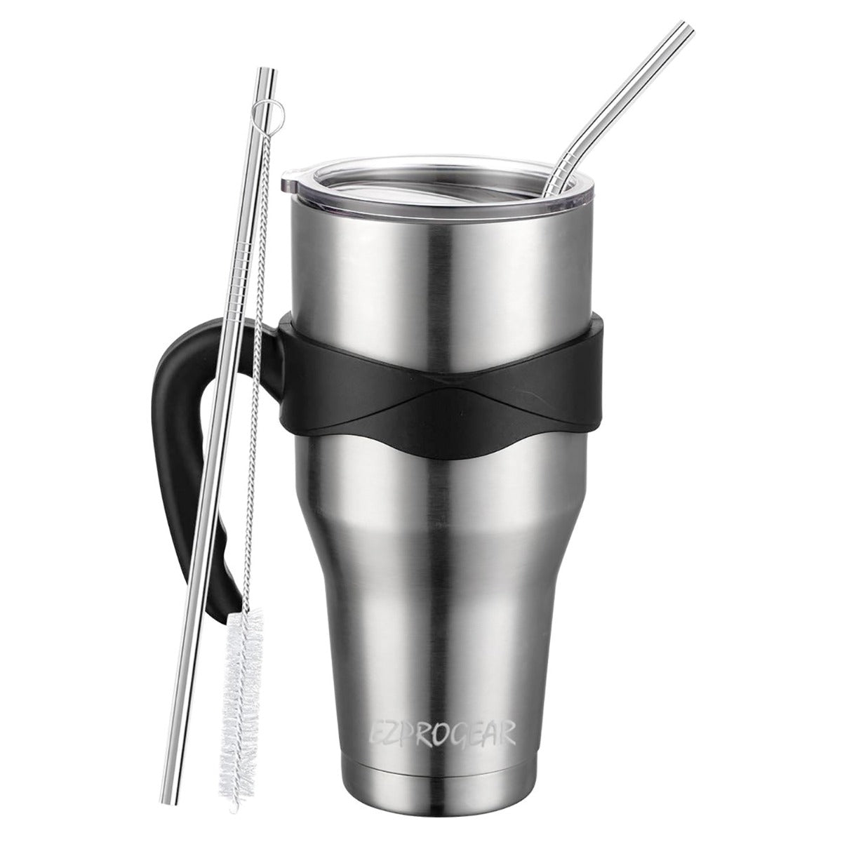 Ezprogear 40 oz Stainless Steel Tumbler Double Wall Vacuum Insulated with Straws and Handle (Stainless Original)