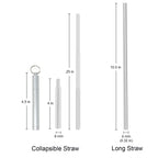 Ezprogear Reusable Stainless Steel Straws with Silicone Tips – 10 Pack (2 Collapsible + 8 Long)