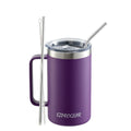 Ezprogear 24oz Insulated Stainless Steel Coffee Mug with Handle & Lid - Double Wall Vacuum Beer Tumbler, Grape