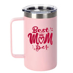 Best Mom Gift - Ezprogear 24 oz Stainless Steel Insulated Tumbler Ice Coffee Mug with Straw and Slide Lid (24 oz, Best mom Pink)