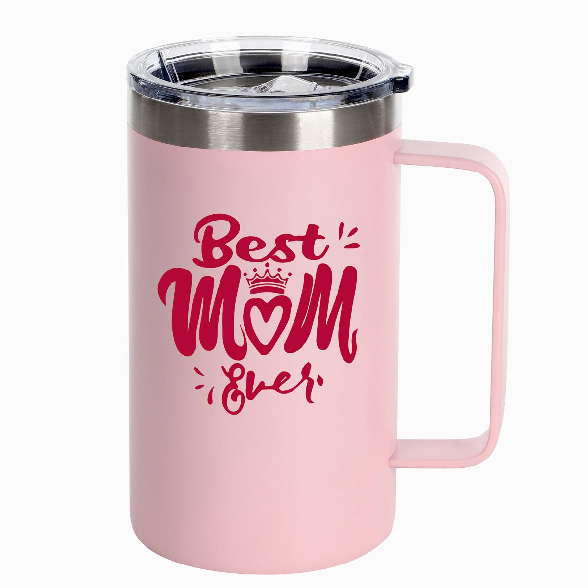Best Mom Gift - Ezprogear 24 oz Stainless Steel Insulated Tumbler Ice Coffee Mug with Straw and Slide Lid (24 oz, Best mom Pink)