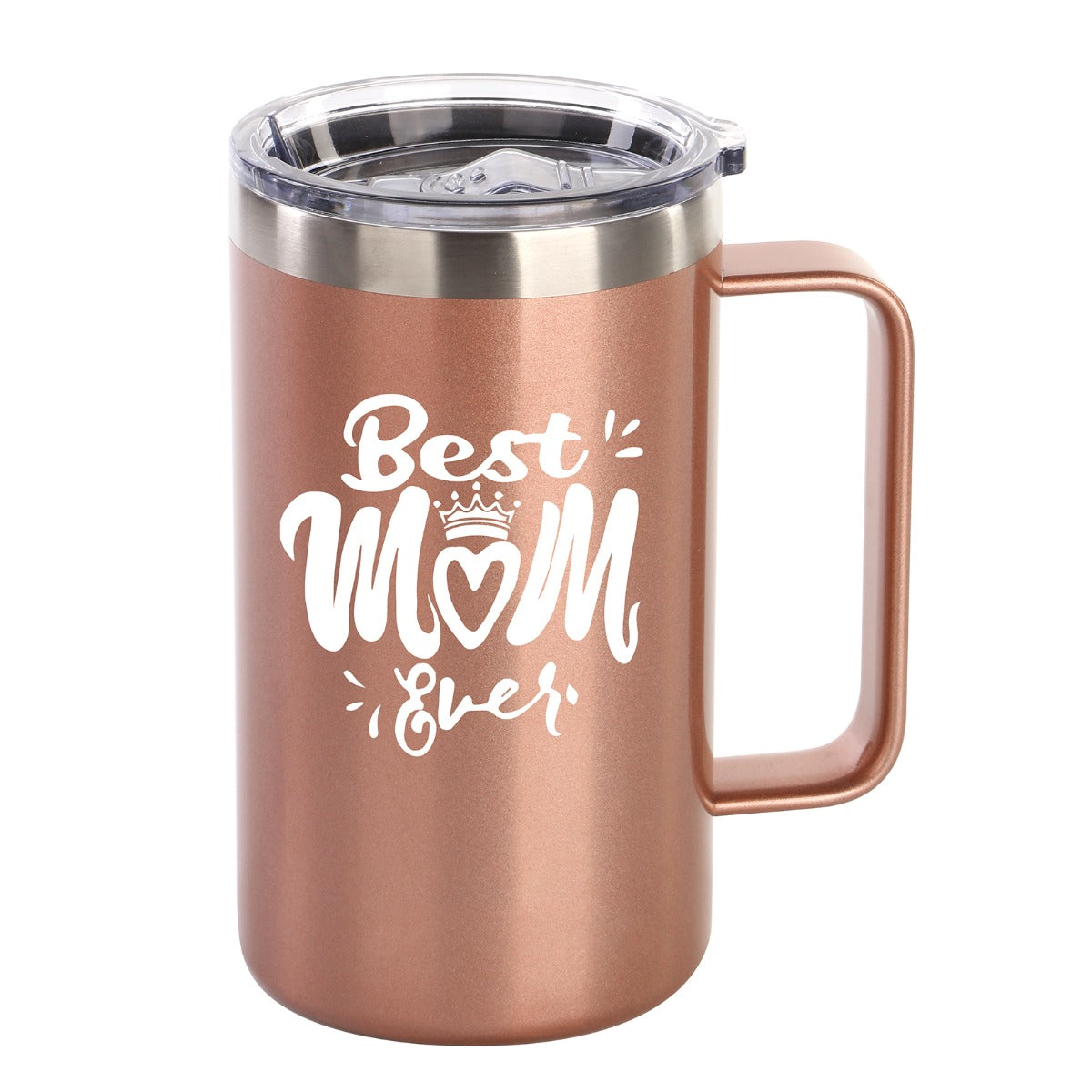 Best Mom Gift - Ezprogear 24 oz Stainless Steel Insulated Tumbler Rose Gold Water Mug with Straw and Lid (24 oz, Best Mom Rosegold)