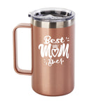 Best Mom Gift - Ezprogear 24 oz Stainless Steel Insulated Tumbler Rose Gold Water Mug with Straw and Lid (24 oz, Best Mom Rosegold)