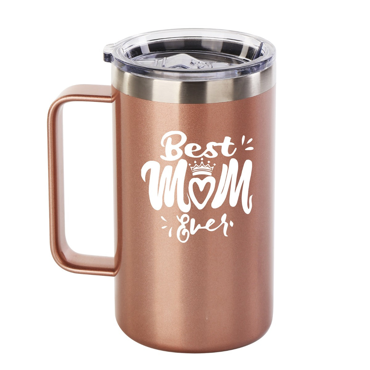 Best Mom Gift - Ezprogear 24 oz Stainless Steel Insulated Tumbler Rose Gold Water Mug with Straw and Lid (24 oz, Best Mom Rosegold)