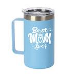 Best Mom Gift - Ezprogear 24 oz Stainless Steel Tumbler Insulated Coffee Mug with Slide Lid (24 oz, Best Mom Sky Blue)