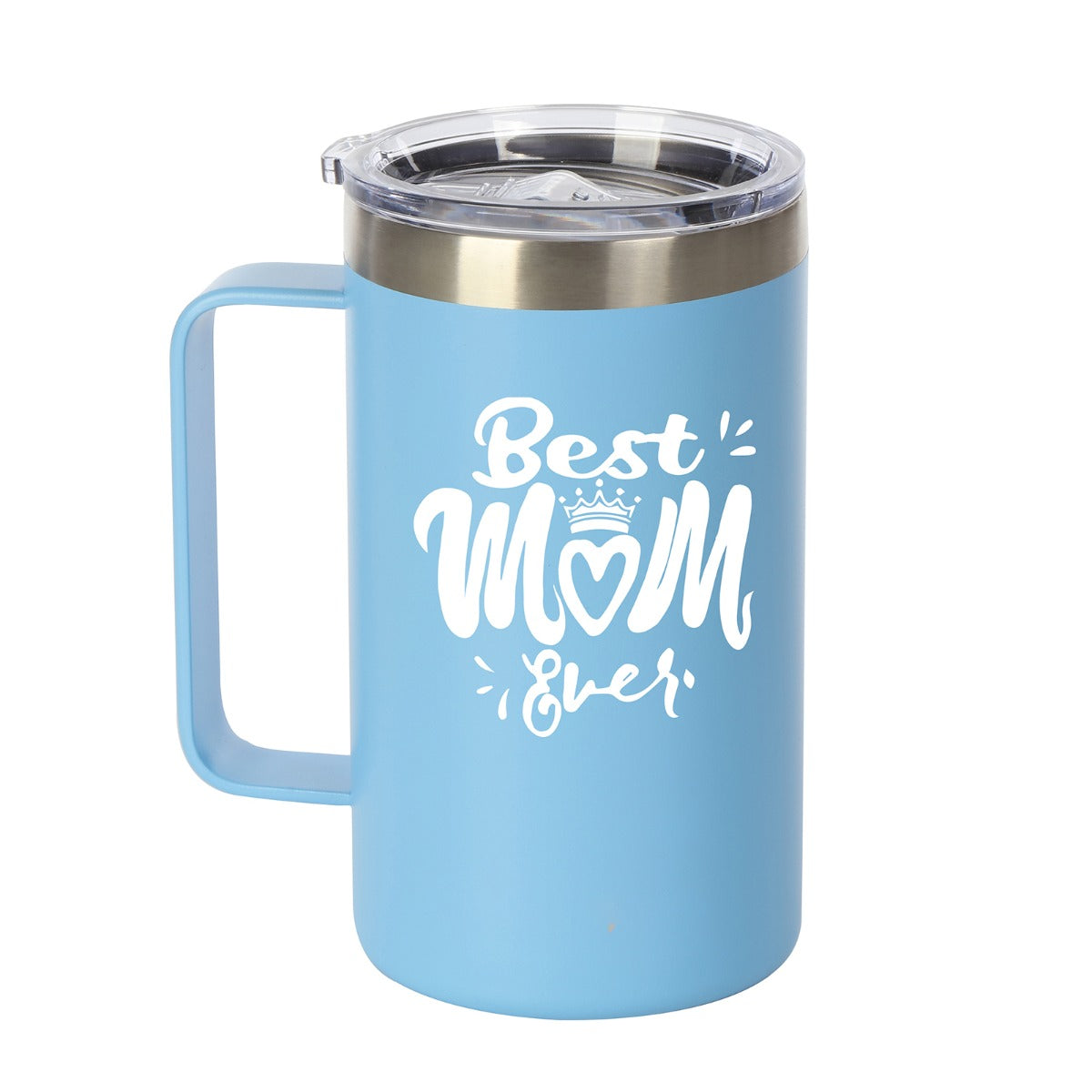 Best Mom Gift - Ezprogear 24 oz Stainless Steel Tumbler Insulated Coffee Mug with Slide Lid (24 oz, Best Mom Sky Blue)