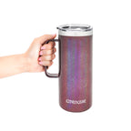 Ezprogear 32 oz Glitter Carnation Stainless Steel Beer Tumbler Double Wall Water Cup with Handle and Lid