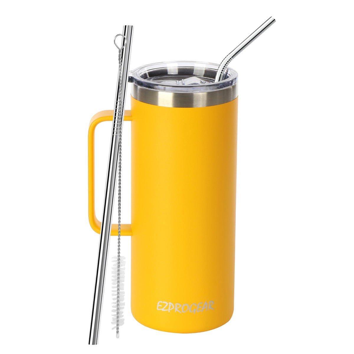 Ezprogear 32 oz Mango Stainless Steel Beer Tumbler Double Wall Coffee Mug with Handle and Lid
